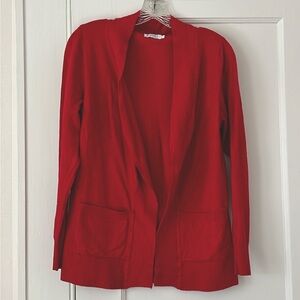 Biagio, red, size large cardigan. Two pockets. Very good condition.